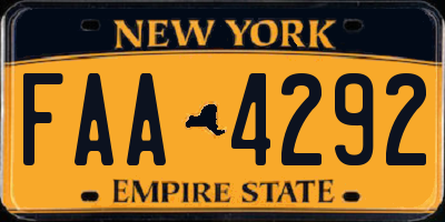 NY license plate FAA4292