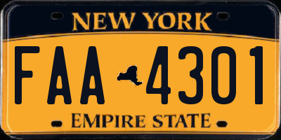 NY license plate FAA4301