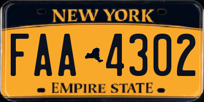 NY license plate FAA4302