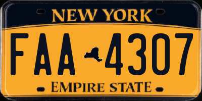 NY license plate FAA4307