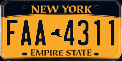 NY license plate FAA4311