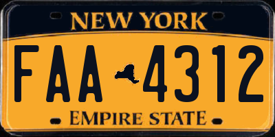 NY license plate FAA4312