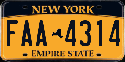 NY license plate FAA4314