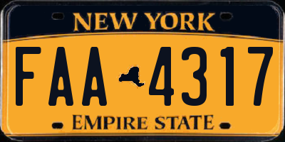 NY license plate FAA4317