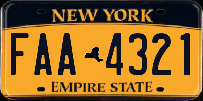 NY license plate FAA4321