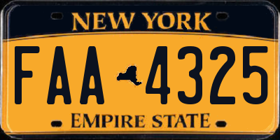 NY license plate FAA4325