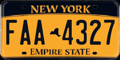 NY license plate FAA4327