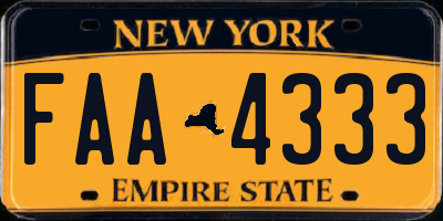 NY license plate FAA4333