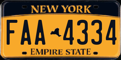 NY license plate FAA4334