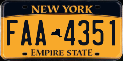 NY license plate FAA4351