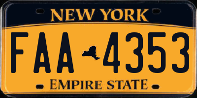 NY license plate FAA4353