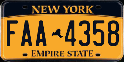 NY license plate FAA4358