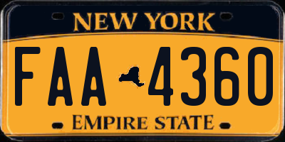 NY license plate FAA4360