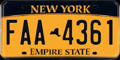 NY license plate FAA4361