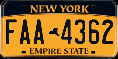 NY license plate FAA4362