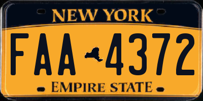 NY license plate FAA4372