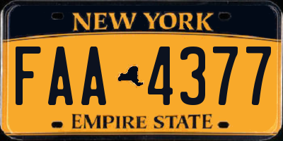 NY license plate FAA4377