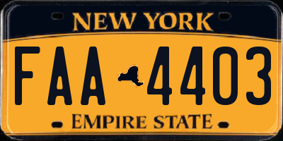 NY license plate FAA4403
