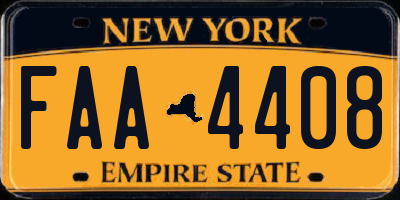 NY license plate FAA4408