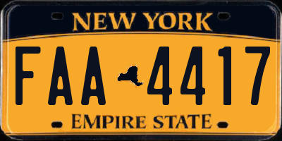 NY license plate FAA4417