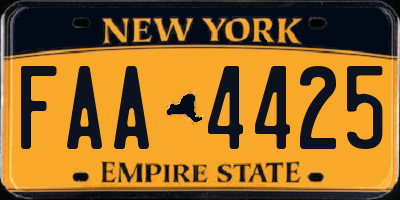 NY license plate FAA4425