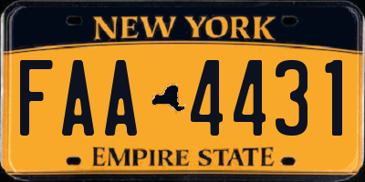 NY license plate FAA4431