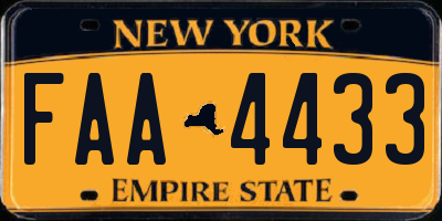 NY license plate FAA4433