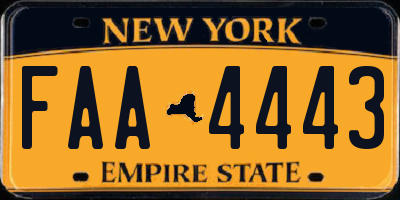 NY license plate FAA4443