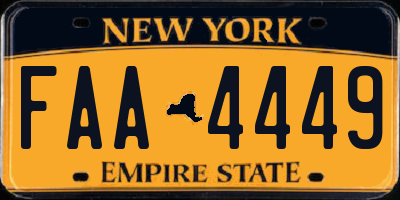 NY license plate FAA4449