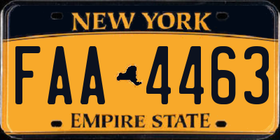 NY license plate FAA4463