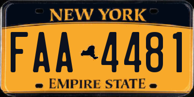 NY license plate FAA4481