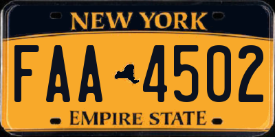 NY license plate FAA4502