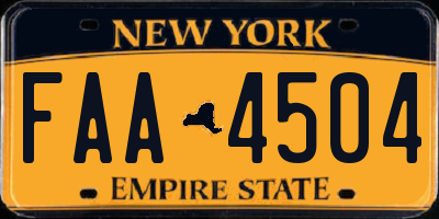 NY license plate FAA4504