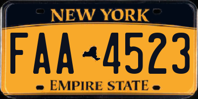 NY license plate FAA4523