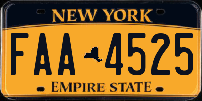 NY license plate FAA4525
