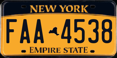 NY license plate FAA4538