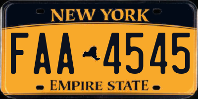 NY license plate FAA4545