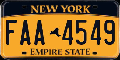 NY license plate FAA4549