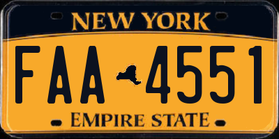 NY license plate FAA4551