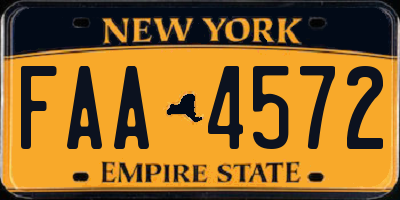 NY license plate FAA4572