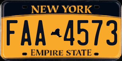 NY license plate FAA4573