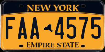 NY license plate FAA4575