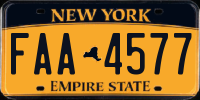 NY license plate FAA4577