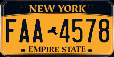 NY license plate FAA4578