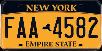 NY license plate FAA4582