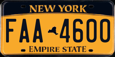 NY license plate FAA4600