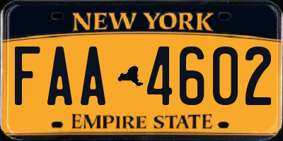 NY license plate FAA4602