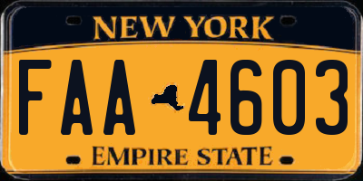 NY license plate FAA4603