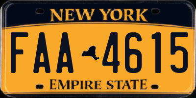 NY license plate FAA4615