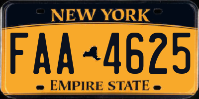 NY license plate FAA4625